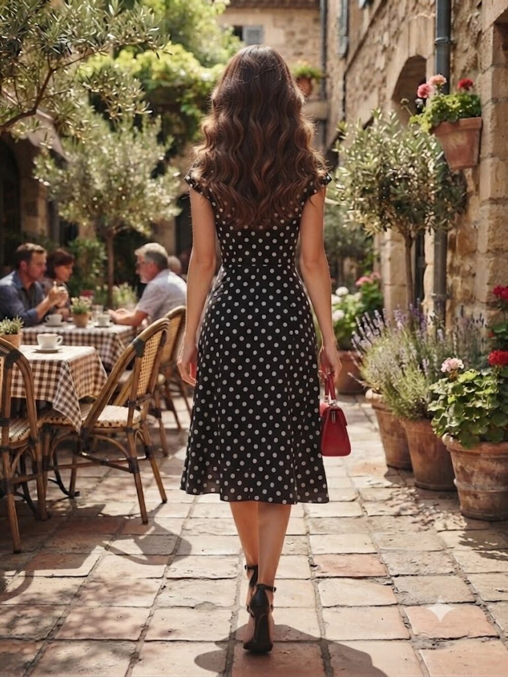 Black Label by Evan-Picone Polka Dot V-Neck Midi Dress, Size 10 - Picture 2 of 10
